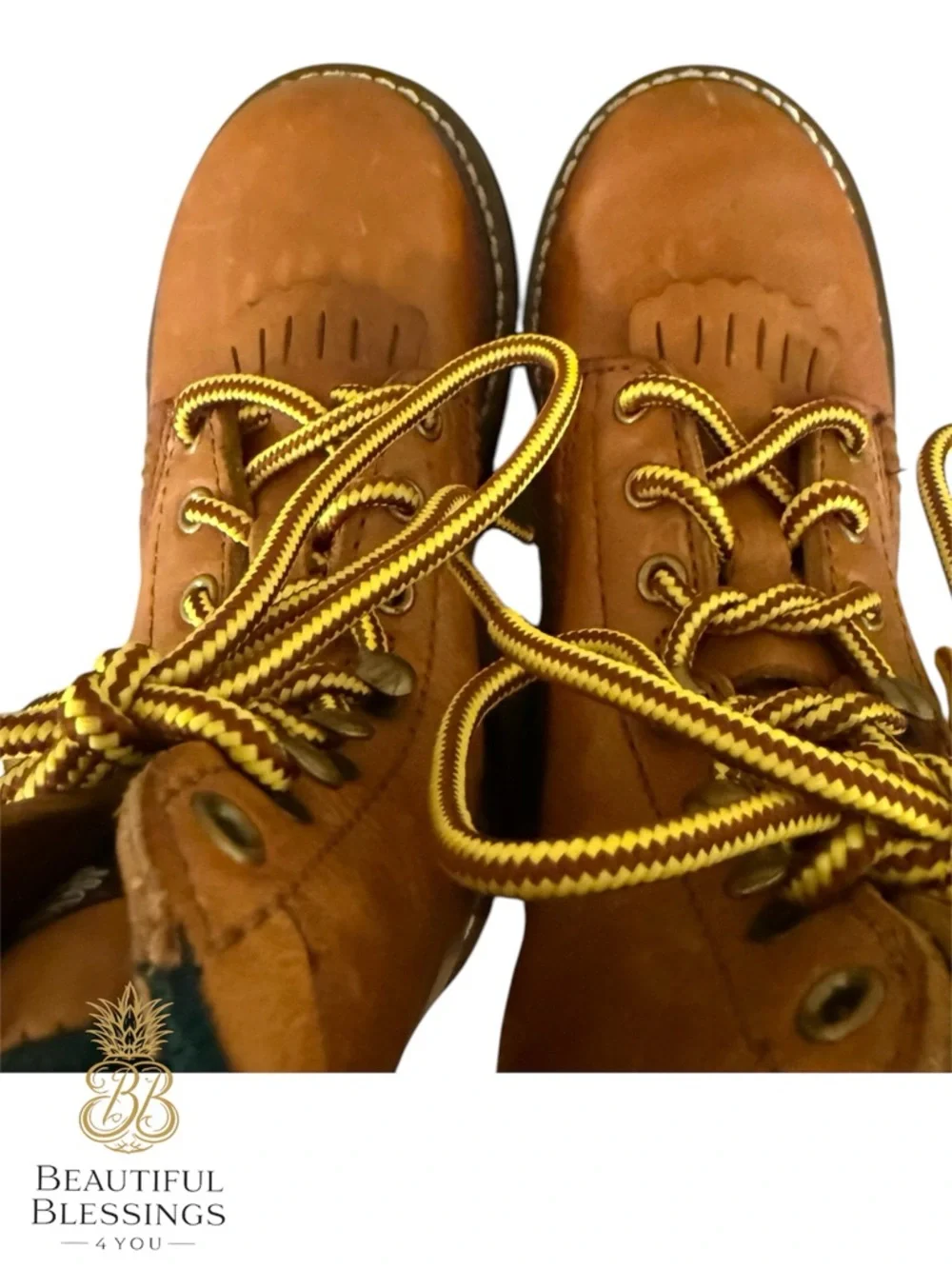9.5 Boys Georgia Brown Leather Boots - Lace Up